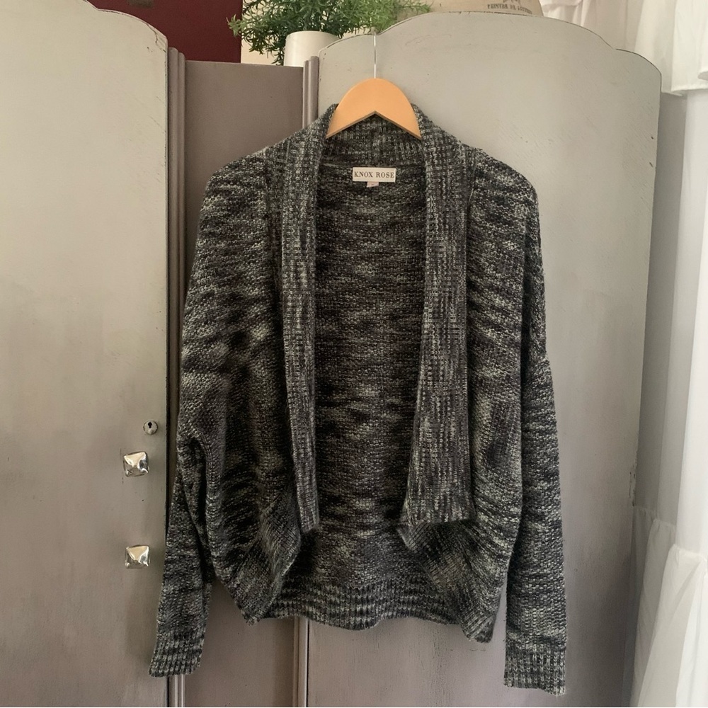 Knox Rose Gray Cardigan Sweater with Waterfall Front
